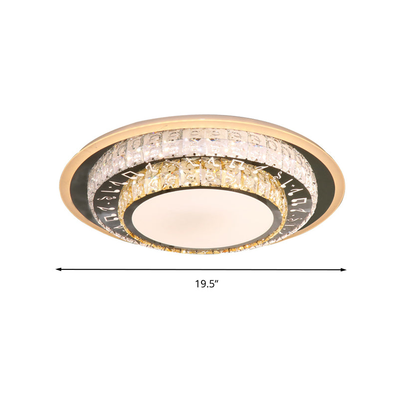 Round Ceiling Light Contemporary Clear Rectangle-Cut Crystal White LED Flush Mount Light Clearhalo 'Ceiling Lights' 'Close To Ceiling Lights' 'Close to ceiling' 'Flush mount' Lighting' 268799