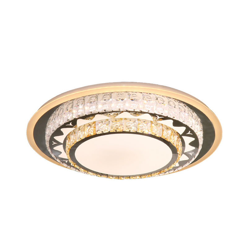 Round Ceiling Light Contemporary Clear Rectangle-Cut Crystal White LED Flush Mount Light Clearhalo 'Ceiling Lights' 'Close To Ceiling Lights' 'Close to ceiling' 'Flush mount' Lighting' 268804