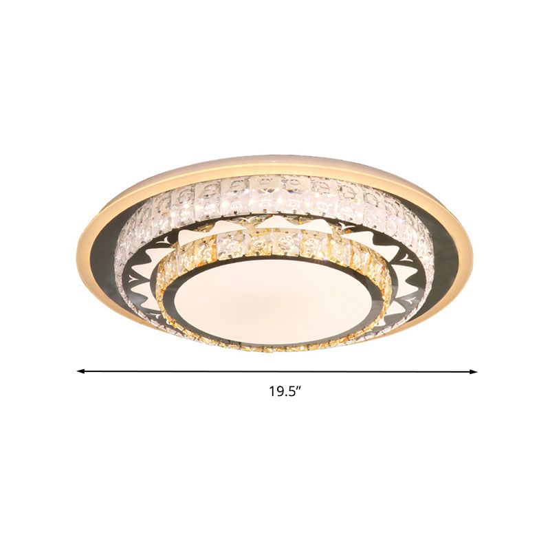 Round Ceiling Light Contemporary Clear Rectangle-Cut Crystal White LED Flush Mount Light Clearhalo 'Ceiling Lights' 'Close To Ceiling Lights' 'Close to ceiling' 'Flush mount' Lighting' 268805