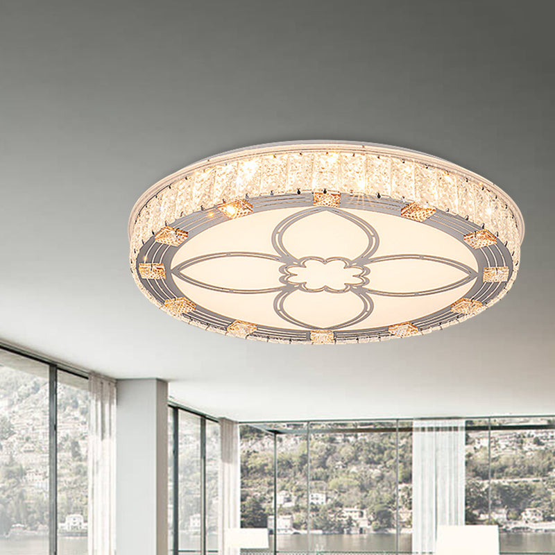 Round Flush Mount Light Contemporary Acrylic LED White Ceiling Light Fixture with Crystal Accent White Clearhalo 'Ceiling Lights' 'Close To Ceiling Lights' 'Close to ceiling' 'Flush mount' Lighting' 268820