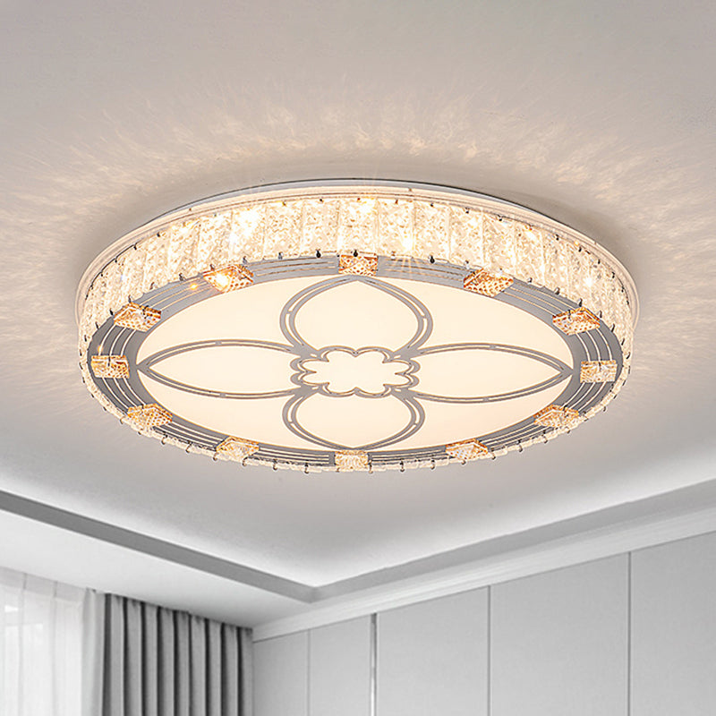 Round Flush Mount Light Contemporary Acrylic LED White Ceiling Light Fixture with Crystal Accent Clearhalo 'Ceiling Lights' 'Close To Ceiling Lights' 'Close to ceiling' 'Flush mount' Lighting' 268821