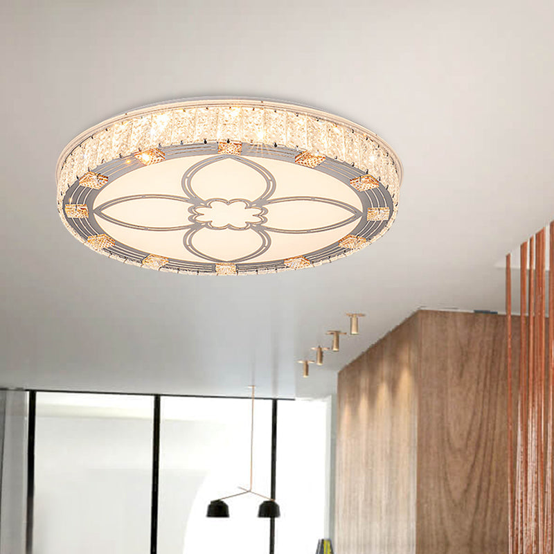 Round Flush Mount Light Contemporary Acrylic LED White Ceiling Light Fixture with Crystal Accent Clearhalo 'Ceiling Lights' 'Close To Ceiling Lights' 'Close to ceiling' 'Flush mount' Lighting' 268822