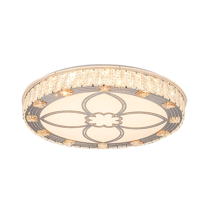 Round Flush Mount Light Contemporary Acrylic LED White Ceiling Light Fixture with Crystal Accent Clearhalo 'Ceiling Lights' 'Close To Ceiling Lights' 'Close to ceiling' 'Flush mount' Lighting' 268824