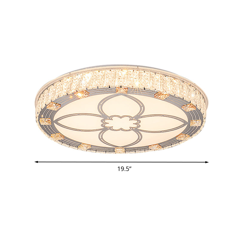 Round Flush Mount Light Contemporary Acrylic LED White Ceiling Light Fixture with Crystal Accent Clearhalo 'Ceiling Lights' 'Close To Ceiling Lights' 'Close to ceiling' 'Flush mount' Lighting' 268825