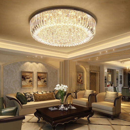 Clear Faceted Crystal Drum Ceiling Light Fixture Modern LED Flush Mount Light in Warm/White/3 Color Light Clearhalo 'Ceiling Lights' 'Close To Ceiling Lights' 'Close to ceiling' 'Flush mount' Lighting' 268830