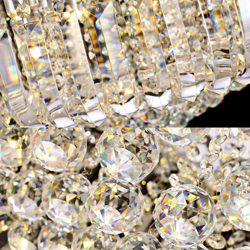 Clear Faceted Crystal Drum Ceiling Light Fixture Modern LED Flush Mount Light in Warm/White/3 Color Light Clearhalo 'Ceiling Lights' 'Close To Ceiling Lights' 'Close to ceiling' 'Flush mount' Lighting' 268833