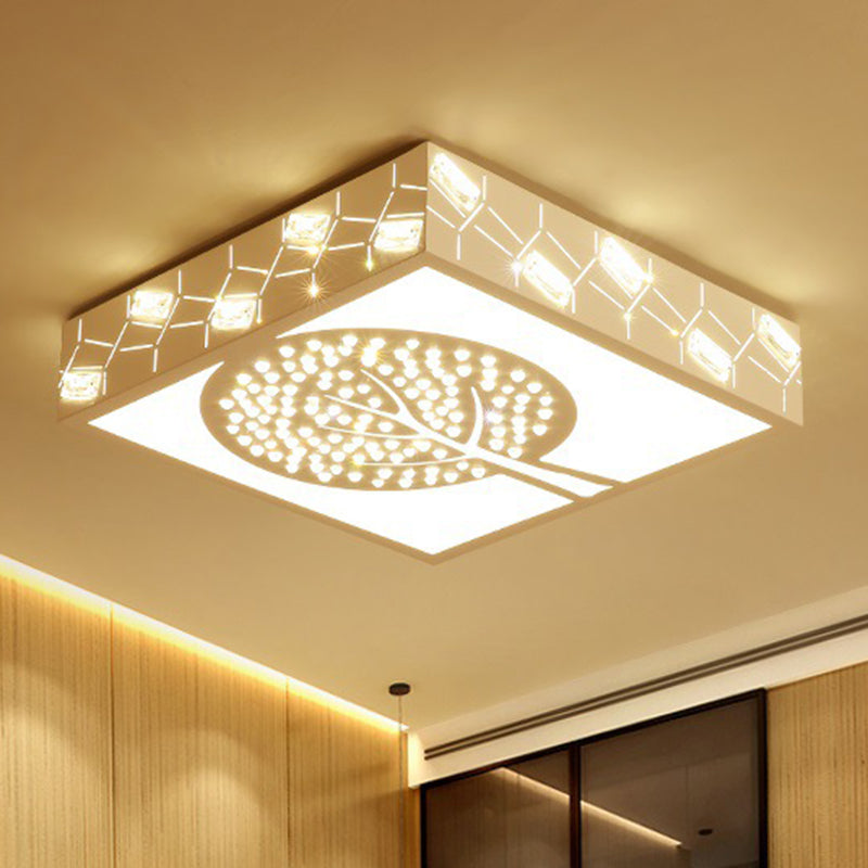 K9 Crystal Square Ceiling Light Fixture Nordic White LED Flush Mount Light in Warm/White/3 Color Light Clearhalo 'Ceiling Lights' 'Close To Ceiling Lights' 'Close to ceiling' 'Flush mount' Lighting' 268842