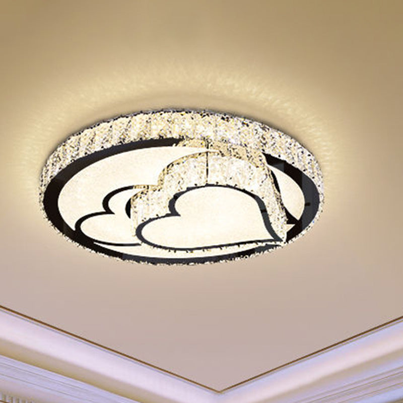 Modern LED Ceiling Light White Moon and Star/Heart Flush Mount Light with Crystal Block Accent for Bedroom Clearhalo 'Ceiling Lights' 'Close To Ceiling Lights' 'Close to ceiling' 'Flush mount' Lighting' 268875