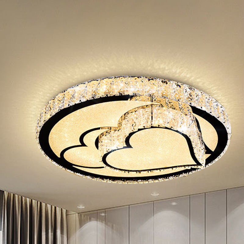 Modern LED Ceiling Light White Moon and Star/Heart Flush Mount Light with Crystal Block Accent for Bedroom Clearhalo 'Ceiling Lights' 'Close To Ceiling Lights' 'Close to ceiling' 'Flush mount' Lighting' 268876