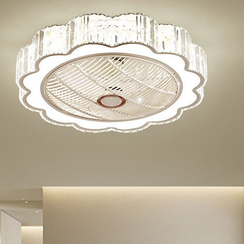 Scalloped Crystal Flush Ceiling Light Simple LED Bedroom Flush Mount Lighting in White, 3 Color Light Clearhalo 'Ceiling Lights' 'Close To Ceiling Lights' 'Close to ceiling' 'Flush mount' Lighting' 268882