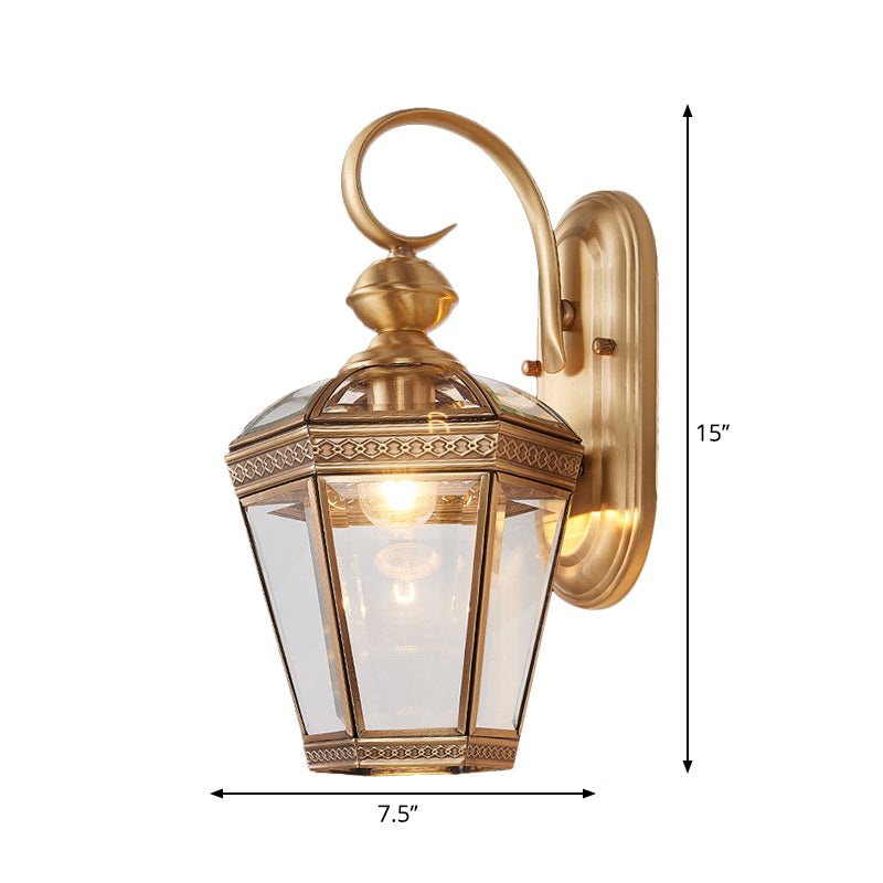 6"/7.5" Wide Tapered Sconce Light Traditionary Metal 1 Head Brass Wall Lamp Fixture for Living Room Clearhalo 'Wall Lamps & Sconces' 'Wall Lights' Lighting' 268927