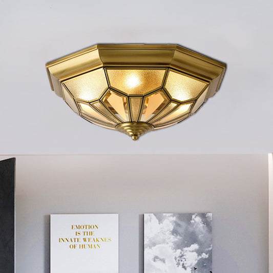 Dome Flush Light Fixture Vintage Metal 4 Heads Brass Ceiling Mounted Light for Living Room Brass Clearhalo 'Ceiling Lights' 'Close To Ceiling Lights' 'Close to ceiling' 'Flush mount' Lighting' 269030