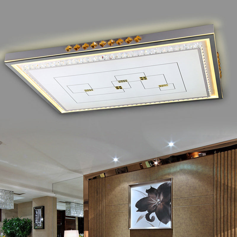 Round/Square/Rectangle LED Ceiling Light Contemporary Acrylic White Flush Mount in Remote Control Stepless Dimming/3 Color Light White Remote Control Stepless Dimming Rectangle Clearhalo 'Ceiling Lights' 'Close To Ceiling Lights' 'Close to ceiling' 'Flush mount' Lighting' 269120