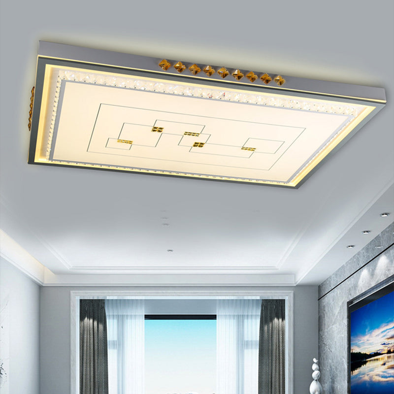 Round/Square/Rectangle LED Ceiling Light Contemporary Acrylic White Flush Mount in Remote Control Stepless Dimming/3 Color Light White 3 Color Rectangle Clearhalo 'Ceiling Lights' 'Close To Ceiling Lights' 'Close to ceiling' 'Flush mount' Lighting' 269122