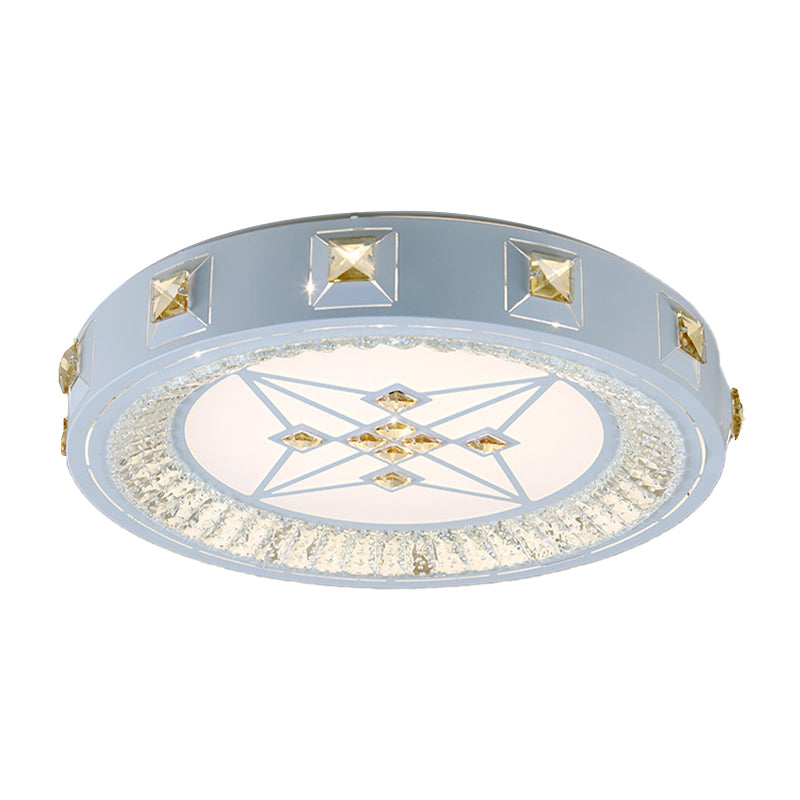 White Concave Crystal Flush Light Modern Stylish Carved Flower/Sun/Rhombus LED Ceiling Light in Remote Control Stepless Dimming/3 Color Light Clearhalo 'Ceiling Lights' 'Close To Ceiling Lights' 'Close to ceiling' 'Flush mount' Lighting' 269177