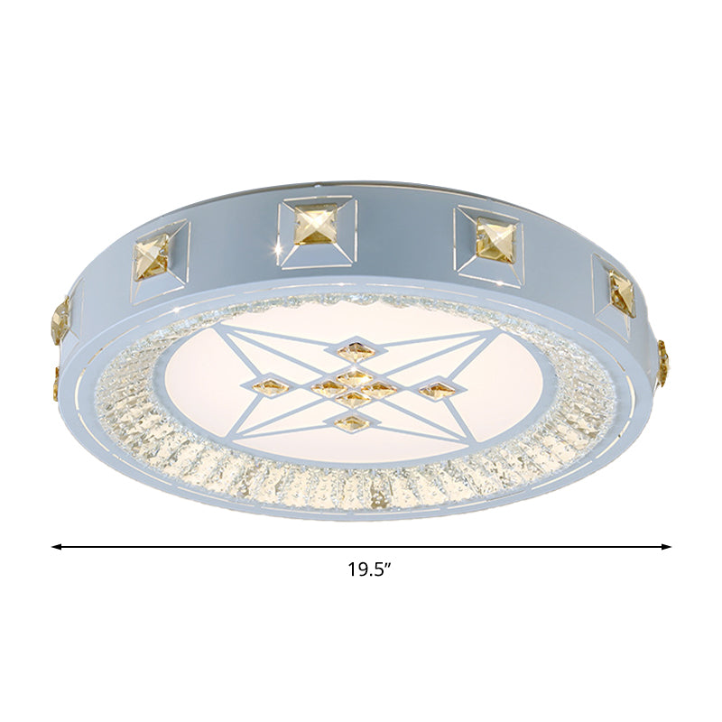 White Concave Crystal Flush Light Modern Stylish Carved Flower/Sun/Rhombus LED Ceiling Light in Remote Control Stepless Dimming/3 Color Light Clearhalo 'Ceiling Lights' 'Close To Ceiling Lights' 'Close to ceiling' 'Flush mount' Lighting' 269178