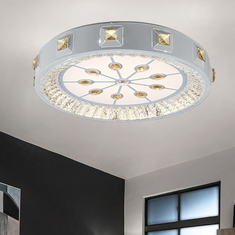 White Concave Crystal Flush Light Modern Stylish Carved Flower/Sun/Rhombus LED Ceiling Light in Remote Control Stepless Dimming/3 Color Light White Remote Control Stepless Dimming Sun Clearhalo 'Ceiling Lights' 'Close To Ceiling Lights' 'Close to ceiling' 'Flush mount' Lighting' 269185