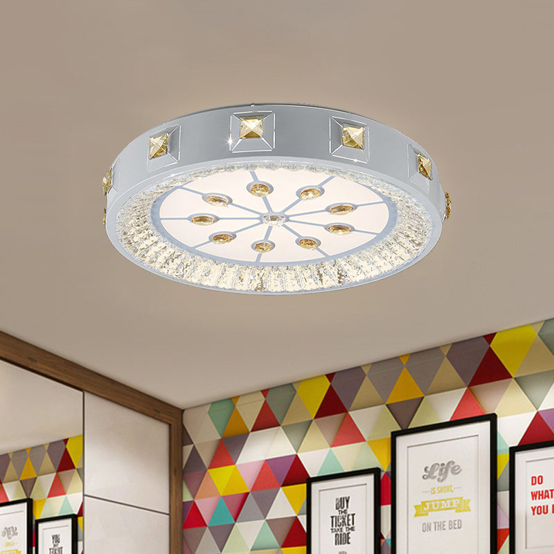 White Concave Crystal Flush Light Modern Stylish Carved Flower/Sun/Rhombus LED Ceiling Light in Remote Control Stepless Dimming/3 Color Light White 3 Color Sun Clearhalo 'Ceiling Lights' 'Close To Ceiling Lights' 'Close to ceiling' 'Flush mount' Lighting' 269186