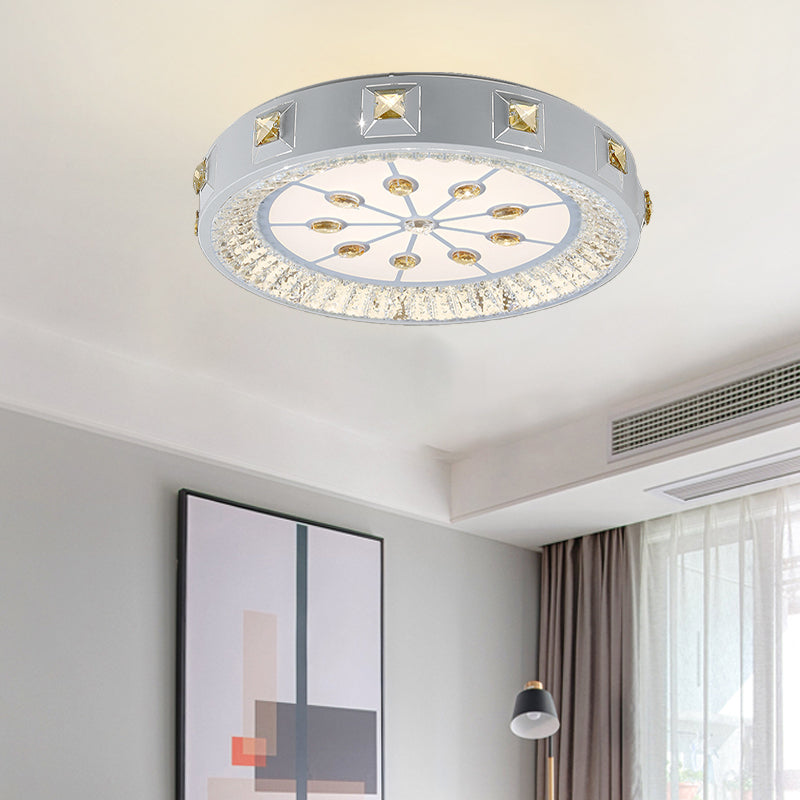 White Concave Crystal Flush Light Modern Stylish Carved Flower/Sun/Rhombus LED Ceiling Light in Remote Control Stepless Dimming/3 Color Light Clearhalo 'Ceiling Lights' 'Close To Ceiling Lights' 'Close to ceiling' 'Flush mount' Lighting' 269187