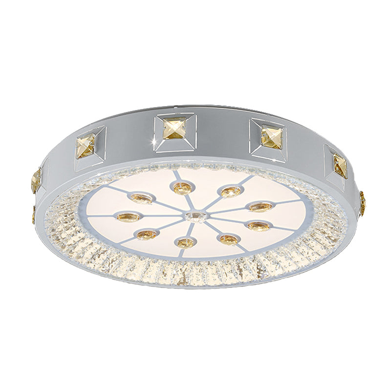 White Concave Crystal Flush Light Modern Stylish Carved Flower/Sun/Rhombus LED Ceiling Light in Remote Control Stepless Dimming/3 Color Light Clearhalo 'Ceiling Lights' 'Close To Ceiling Lights' 'Close to ceiling' 'Flush mount' Lighting' 269189