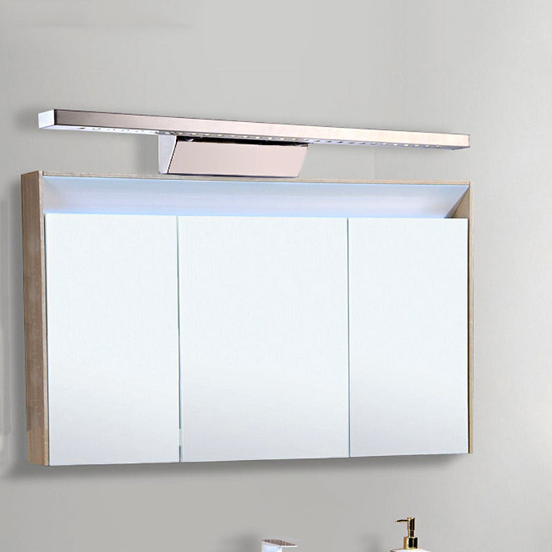 Rectangular Indoor Vanity Sconce Light Stainless Steel 16"/19.5" W LED Modern Wall Mounted Light in Chrome, Warm/White Lighting Chrome Clearhalo 'Modern wall lights' 'Modern' 'Vanity Lights' 'Wall Lights' Lighting' 269509