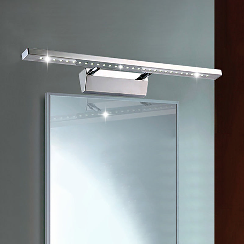 Rectangular Indoor Vanity Sconce Light Stainless Steel 16"/19.5" W LED Modern Wall Mounted Light in Chrome, Warm/White Lighting Clearhalo 'Modern wall lights' 'Modern' 'Vanity Lights' 'Wall Lights' Lighting' 269510