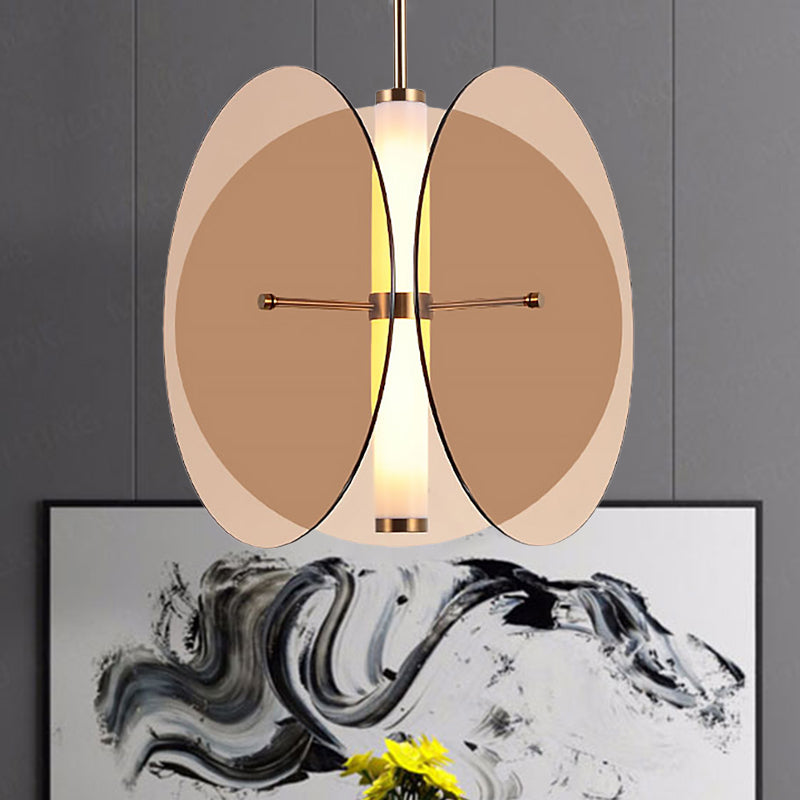 Amber/Smoke Glass Round Pendant Light Modernist 1 Light Led Hanging Ceiling Lamp with 3 Disks Clearhalo 'Ceiling Lights' 'Glass shade' 'Glass' 'Modern Pendants' 'Modern' 'Pendant Lights' 'Pendants' Lighting' 269530