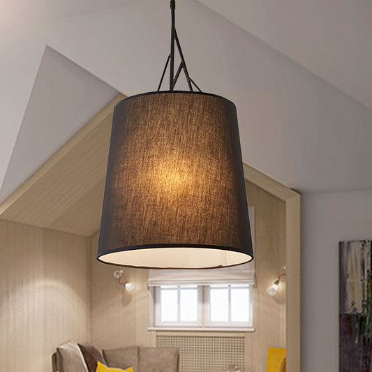 Tapered Suspension Pendant Modern Fabric LED Black/White Hanging Pendant Lamp for Living Room Black Clearhalo 'Ceiling Lights' 'Modern Pendants' 'Modern' 'Pendant Lights' 'Pendants' Lighting' 269532