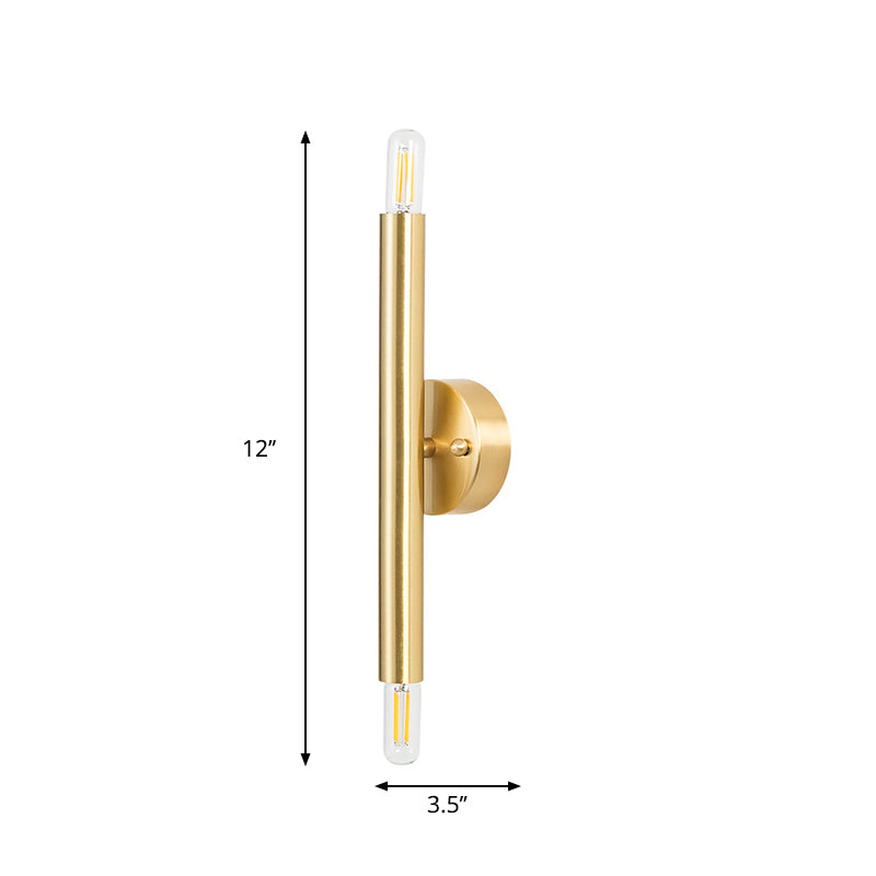 Tubular Wall Sconce Contemporary 2 Lights Metallic Golden Wall Mount Lamp for Bedroom Clearhalo 'Cast Iron' 'Glass' 'Industrial' 'Modern wall lights' 'Modern' 'Tiffany' 'Traditional wall lights' 'Wall Lamps & Sconces' 'Wall Lights' Lighting' 269603
