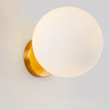 Minimalist 1 Bulb Bedside Sconce Light Matte White Glass Ball Wall Mount Lamp in Gold Gold Clearhalo 'Cast Iron' 'Glass' 'Industrial' 'Modern wall lights' 'Modern' 'Tiffany' 'Traditional wall lights' 'Wall Lamps & Sconces' 'Wall Lights' Lighting' 269617