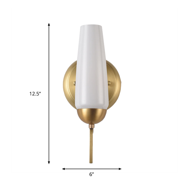 Conical Sconce Light Contemporary 1/2-Light Opal Glossy Glass Wall Mount Lamp in Gold Clearhalo 'Cast Iron' 'Glass' 'Industrial' 'Modern wall lights' 'Modern' 'Tiffany' 'Traditional wall lights' 'Wall Lamps & Sconces' 'Wall Lights' Lighting' 269673