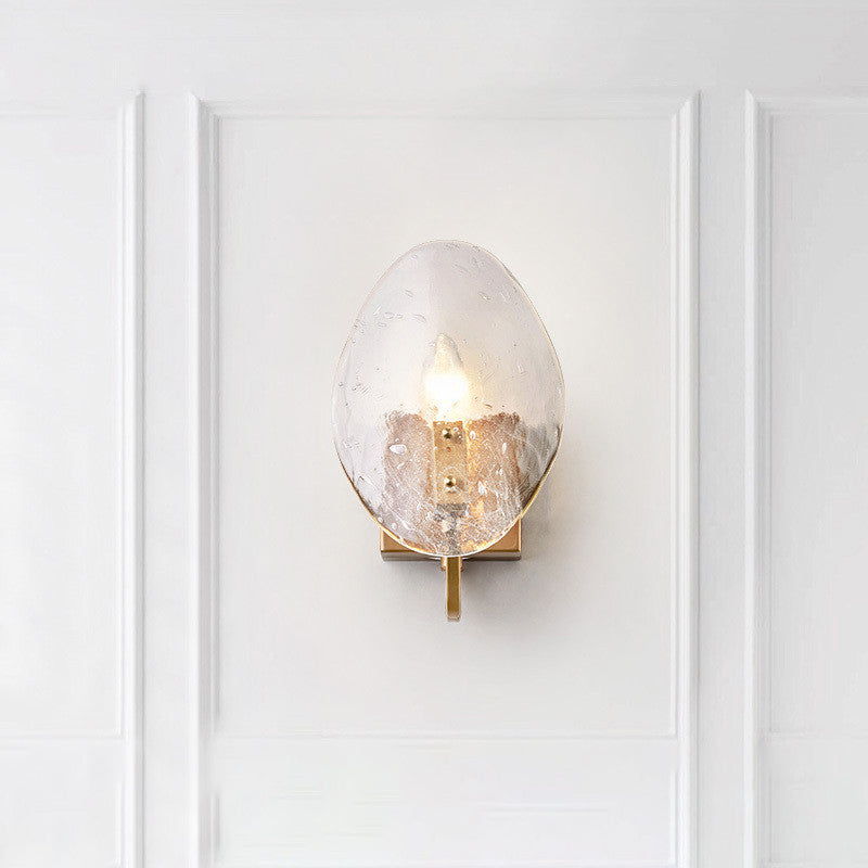 Clear Glass Shield Wall Lamp Modernist 1 Bulb Golden Sconce Light Fixture with Arm Clearhalo 'Cast Iron' 'Glass' 'Industrial' 'Modern wall lights' 'Modern' 'Tiffany' 'Traditional wall lights' 'Wall Lamps & Sconces' 'Wall Lights' Lighting' 269675