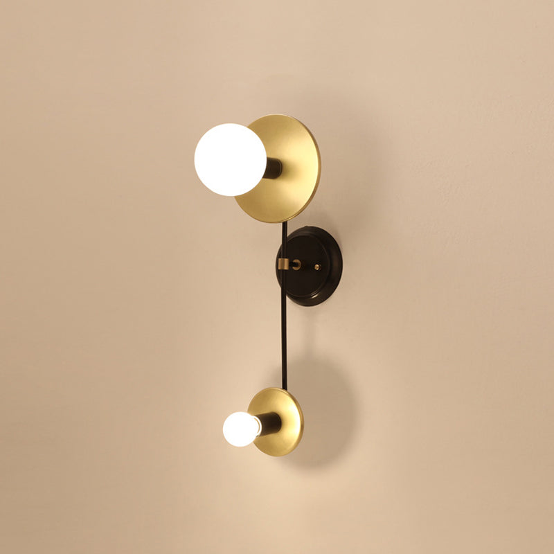Balance Scale Wall Light Sconce Modernist 2 Lights Milky Glass Reading Lamp in Black and Gold Clearhalo 'Cast Iron' 'Glass' 'Industrial' 'Modern wall lights' 'Modern' 'Tiffany' 'Traditional wall lights' 'Wall Lamps & Sconces' 'Wall Lights' Lighting' 269735