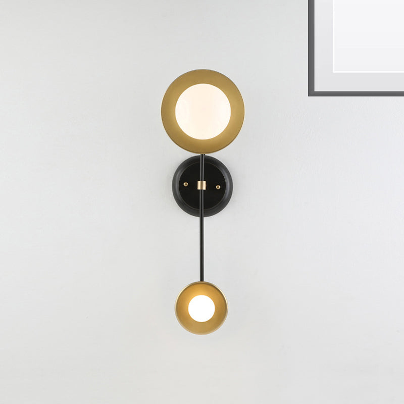 Balance Scale Wall Light Sconce Modernist 2 Lights Milky Glass Reading Lamp in Black and Gold Clearhalo 'Cast Iron' 'Glass' 'Industrial' 'Modern wall lights' 'Modern' 'Tiffany' 'Traditional wall lights' 'Wall Lamps & Sconces' 'Wall Lights' Lighting' 269737