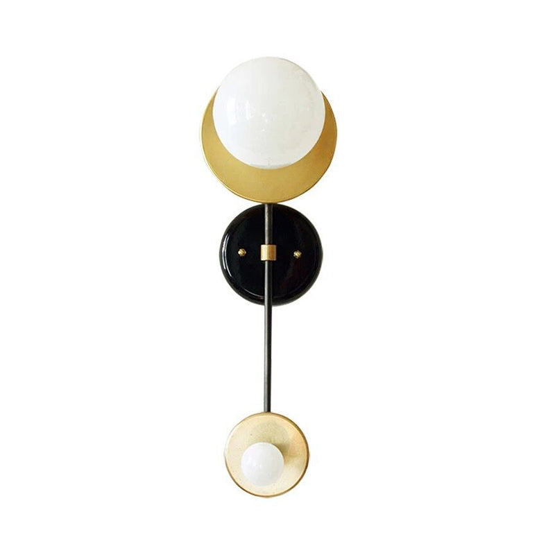 Balance Scale Wall Light Sconce Modernist 2 Lights Milky Glass Reading Lamp in Black and Gold Clearhalo 'Cast Iron' 'Glass' 'Industrial' 'Modern wall lights' 'Modern' 'Tiffany' 'Traditional wall lights' 'Wall Lamps & Sconces' 'Wall Lights' Lighting' 269740