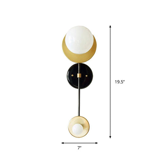 Balance Scale Wall Light Sconce Modernist 2 Lights Milky Glass Reading Lamp in Black and Gold Clearhalo 'Cast Iron' 'Glass' 'Industrial' 'Modern wall lights' 'Modern' 'Tiffany' 'Traditional wall lights' 'Wall Lamps & Sconces' 'Wall Lights' Lighting' 269741