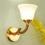 Gold 1 Light Wall Sconce Fixture Colonial Style Milk Glass Bell Shade Wall Mount Light for Corridor Clearhalo 'Wall Lamps & Sconces' 'Wall Lights' Lighting' 269836