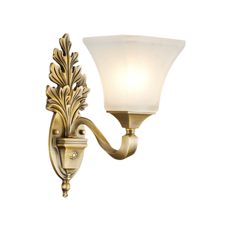 Golden 1/2-Light Sconce Light Vintage Stylish Opal Glass Bell Shade Wall Mount Lighting for Living Room Clearhalo 'Wall Lamps & Sconces' 'Wall Lights' Lighting' 270198