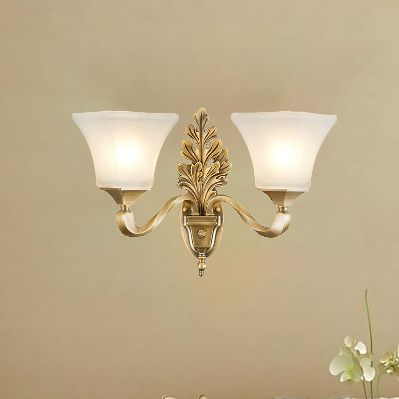 Golden 1/2-Light Sconce Light Vintage Stylish Opal Glass Bell Shade Wall Mount Lighting for Living Room Clearhalo 'Wall Lamps & Sconces' 'Wall Lights' Lighting' 270201