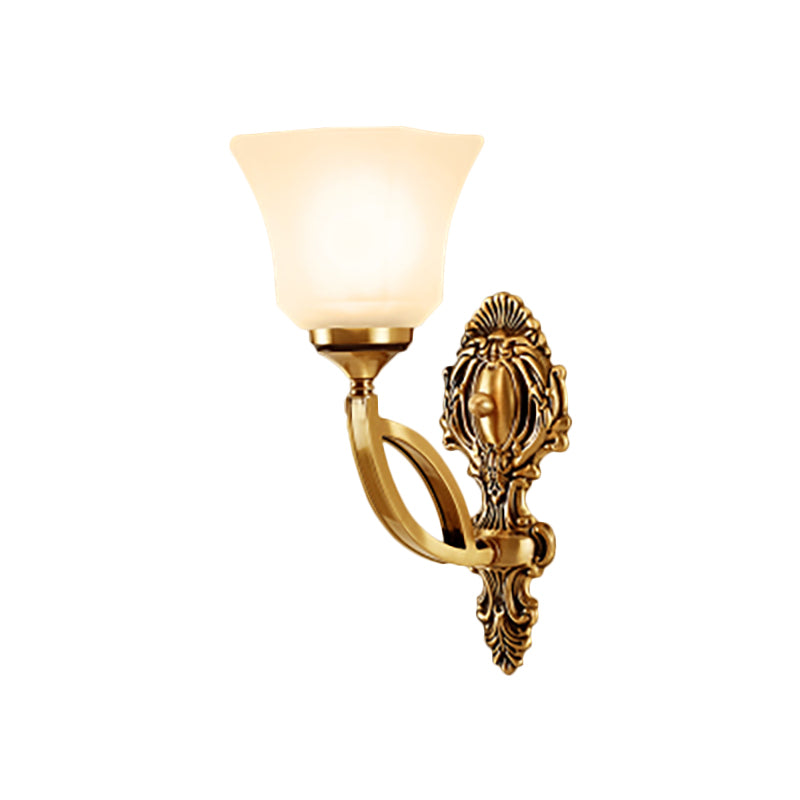 Metal Golden Wall Lighting Fixture Bell 1/2-Light Modern Style Wall Sconce with Opal Glass Shade Clearhalo 'Wall Lamps & Sconces' 'Wall Lights' Lighting' 270208