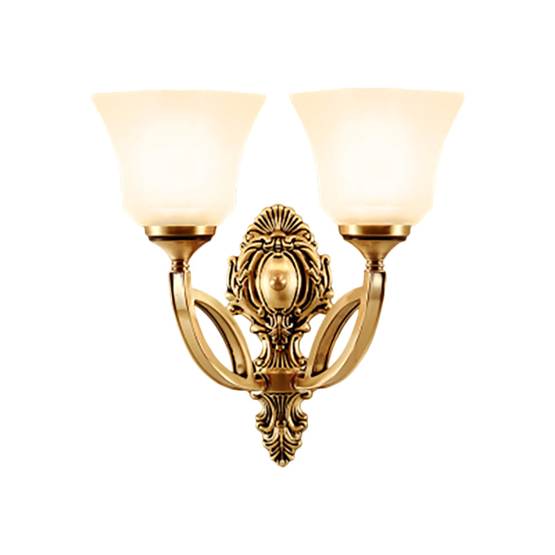 Metal Golden Wall Lighting Fixture Bell 1/2-Light Modern Style Wall Sconce with Opal Glass Shade Clearhalo 'Wall Lamps & Sconces' 'Wall Lights' Lighting' 270213