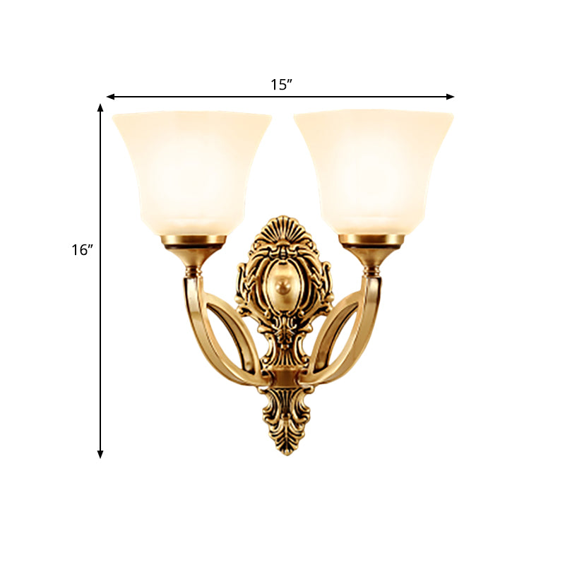 Metal Golden Wall Lighting Fixture Bell 1/2-Light Modern Style Wall Sconce with Opal Glass Shade Clearhalo 'Wall Lamps & Sconces' 'Wall Lights' Lighting' 270214