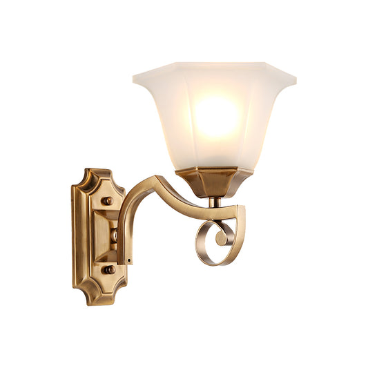 Floral Corridor Wall Sconce Modern Stylish Opal Glass and Metallic 1/2-Light Gold Finish Wall Light Fixture Clearhalo 'Wall Lamps & Sconces' 'Wall Lights' Lighting' 270262