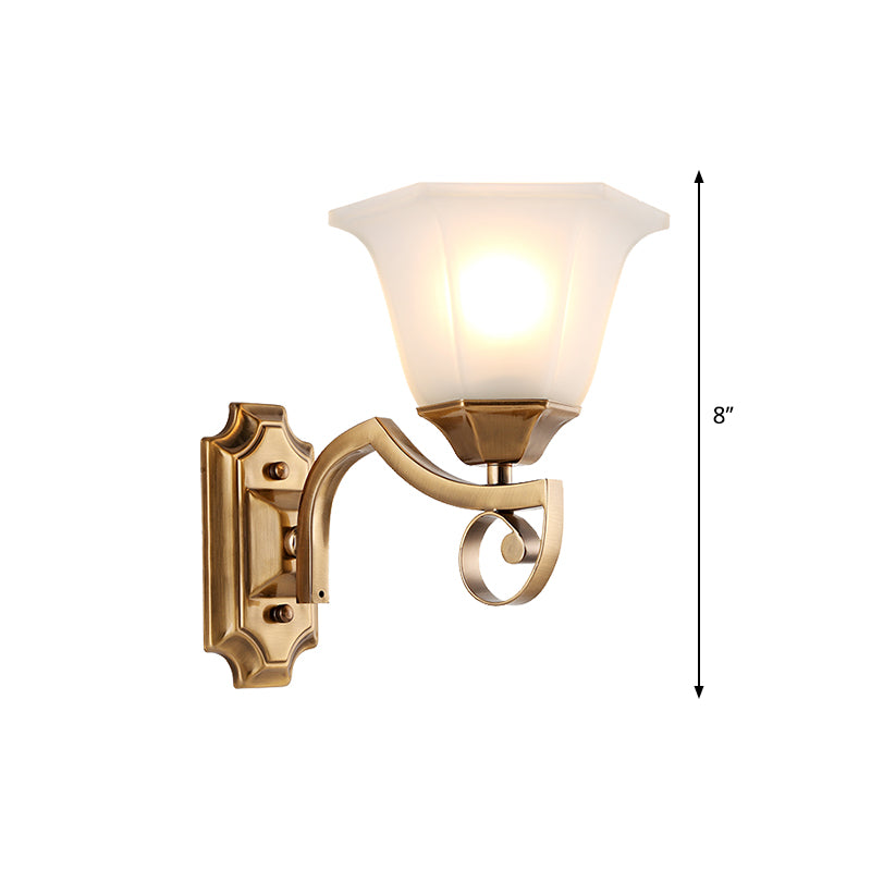 Floral Corridor Wall Sconce Modern Stylish Opal Glass and Metallic 1/2-Light Gold Finish Wall Light Fixture Clearhalo 'Wall Lamps & Sconces' 'Wall Lights' Lighting' 270263