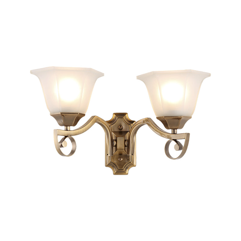 Floral Corridor Wall Sconce Modern Stylish Opal Glass and Metallic 1/2-Light Gold Finish Wall Light Fixture Clearhalo 'Wall Lamps & Sconces' 'Wall Lights' Lighting' 270267