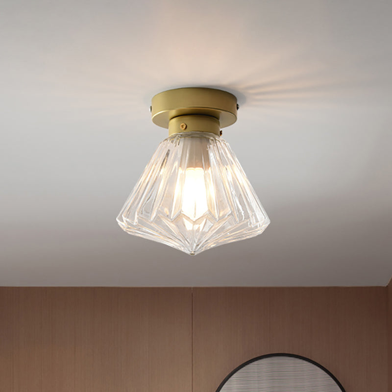 1 Head Flush Light Colonialism Clear Glass Scalloped Ceiling Fixture for Kitchen, 6.5"/7" W Clear Clearhalo 'Ceiling Lights' 'Close To Ceiling Lights' 'Close to ceiling' 'Flush mount' Lighting' 270301