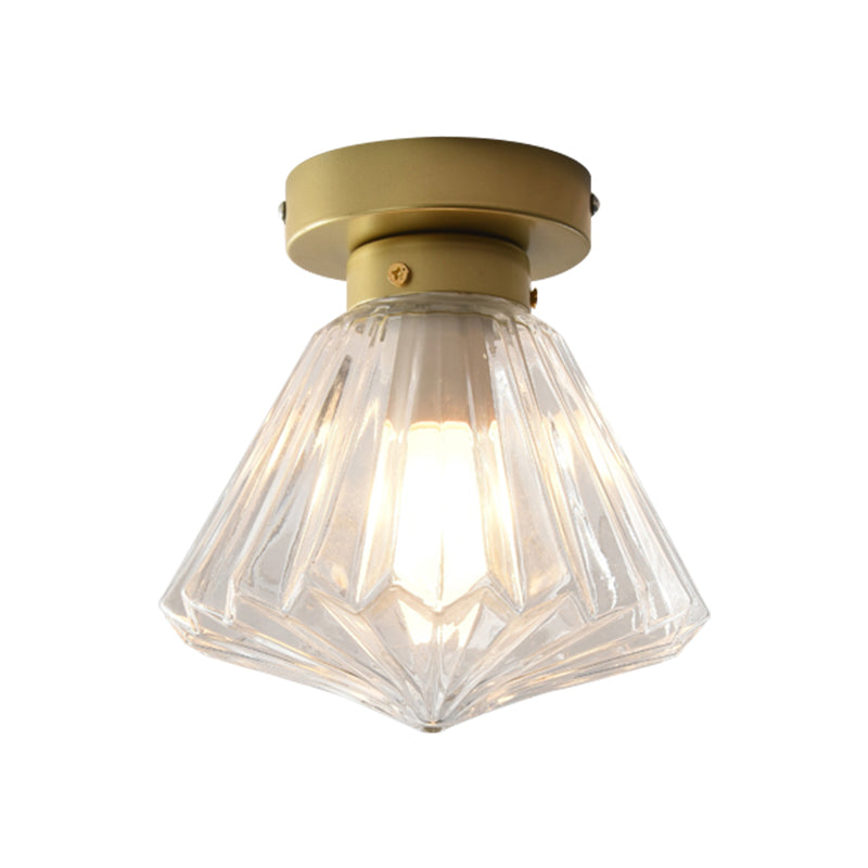 1 Head Flush Light Colonialism Clear Glass Scalloped Ceiling Fixture for Kitchen, 6.5"/7" W Clearhalo 'Ceiling Lights' 'Close To Ceiling Lights' 'Close to ceiling' 'Flush mount' Lighting' 270304