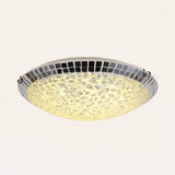 Crackled Bowl-Shaped Flush Mount Ceiling Light Vintage Stained Glass 12"/16" Wide Ceiling Light Fixture in Clear Clear Clearhalo 'Ceiling Lights' 'Close To Ceiling Lights' 'Close to ceiling' 'Glass shade' 'Glass' 'Semi-flushmount' 'Tiffany close to ceiling' 'Tiffany' Lighting' 27043