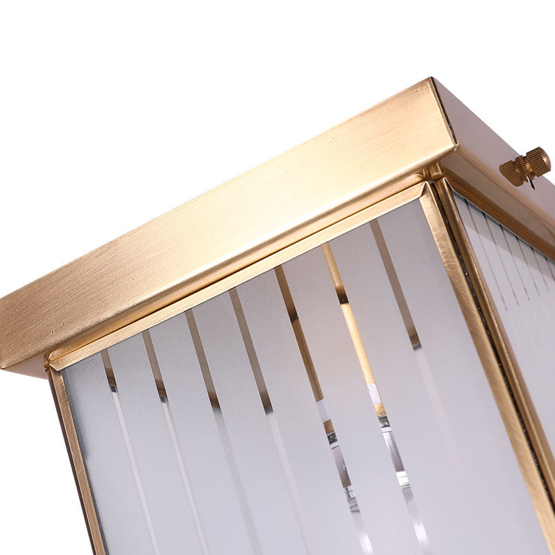 1-Light Opal Glass Flush Light Colonialist Brass Square Bedroom Close to Ceiling Lighting Clearhalo 'Ceiling Lights' 'Close To Ceiling Lights' 'Close to ceiling' 'Flush mount' Lighting' 270688