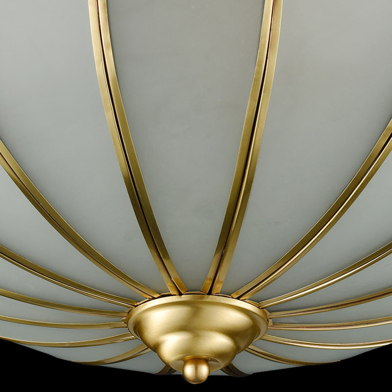 14"/18" Wide Sphere Flush Mount Lighting Retro White Glass 3 Heads Brass Ceiling Light Fixture for Bedroom Clearhalo 'Ceiling Lights' 'Close To Ceiling Lights' 'Close to ceiling' 'Flush mount' Lighting' 270874